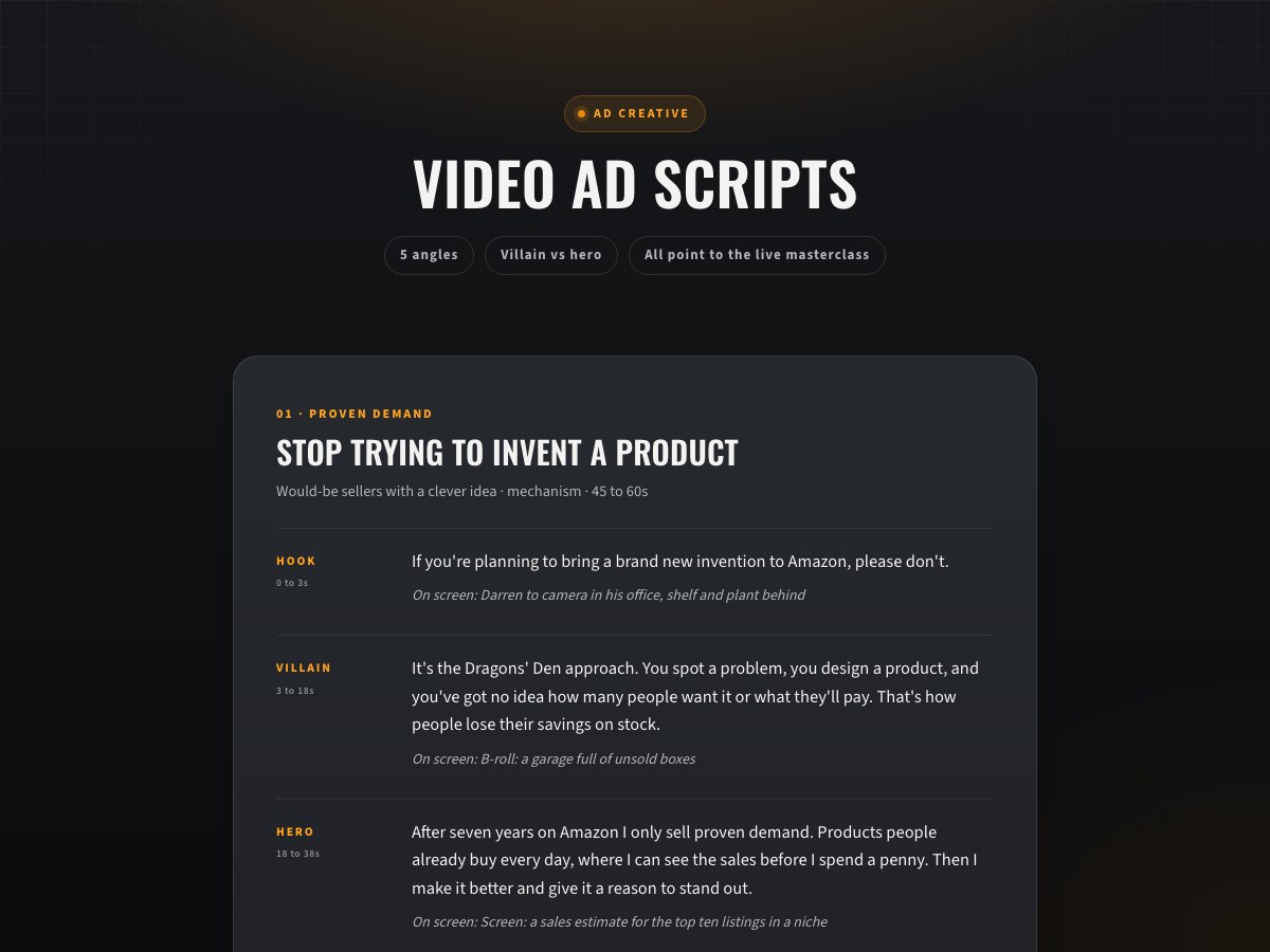 Ad creative scripts preview