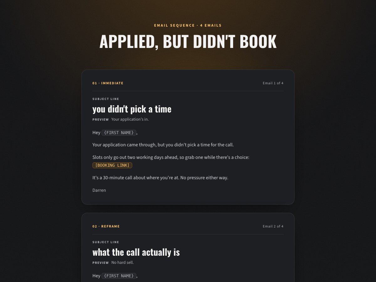 Applied, not booked preview